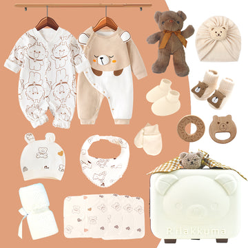 20 pcs Brown Reindeer Birthday Gift Hamper set for Baby with travelling Suitcase