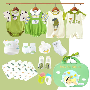 20 pcs Green Dream Big Baby Birthday Gift Hamper set for Baby with travelling suitcase