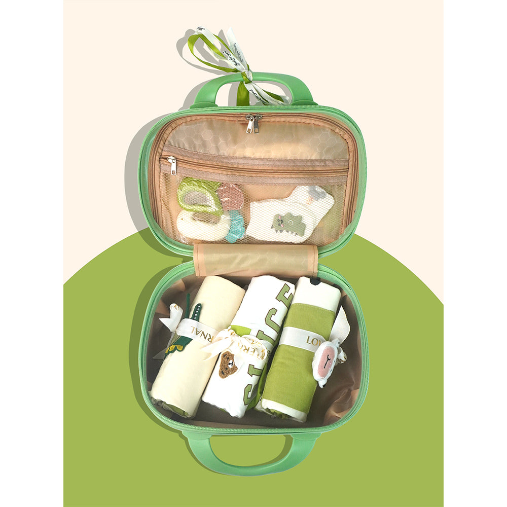 20 pcs Green Dream Big Baby Birthday Gift Hamper set for Baby with travelling suitcase