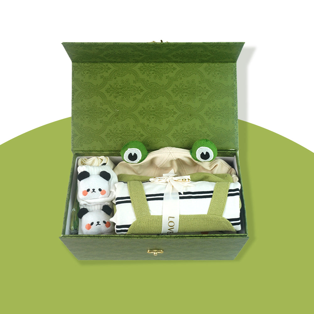 21 pcs Green Panda Birthday Gift Hamper set for Baby with Gift Box
