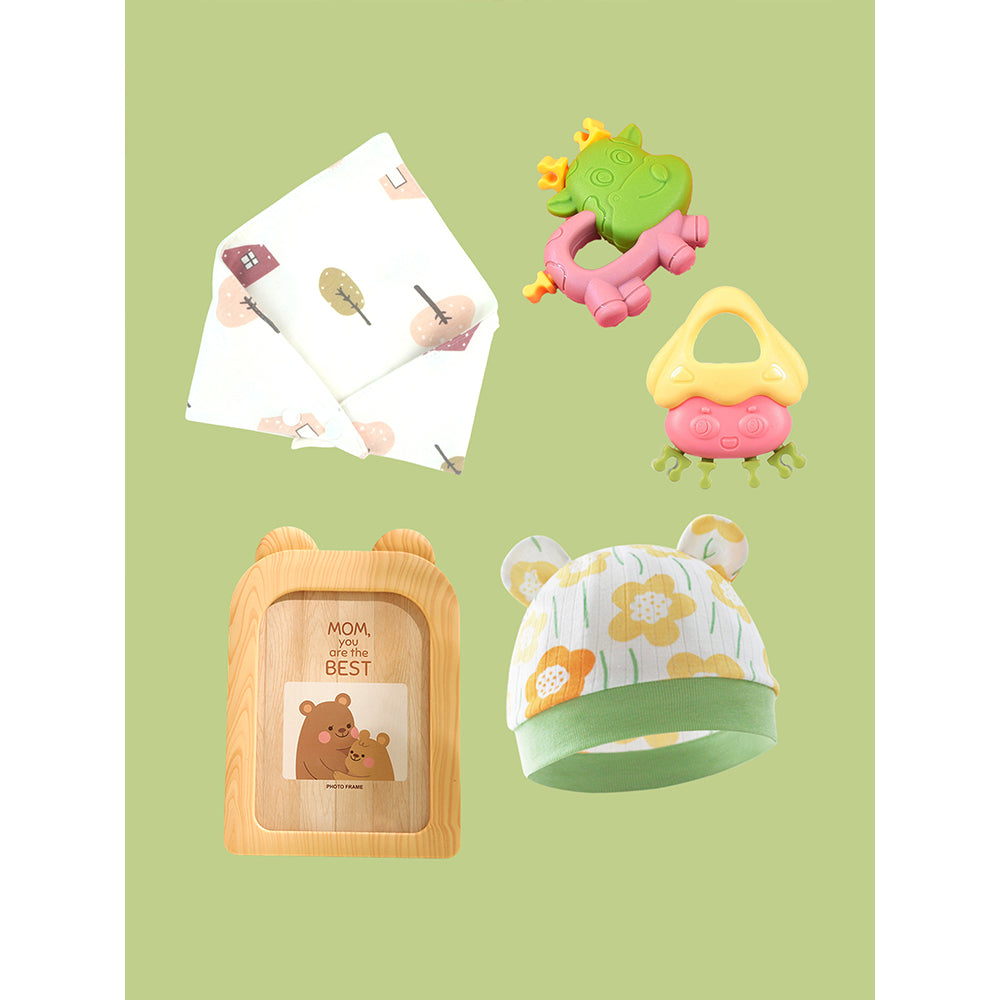 21 pcs Olive Baby Bear theme Birthday Gift Hamper set for Baby Girls with travelling Suitcase