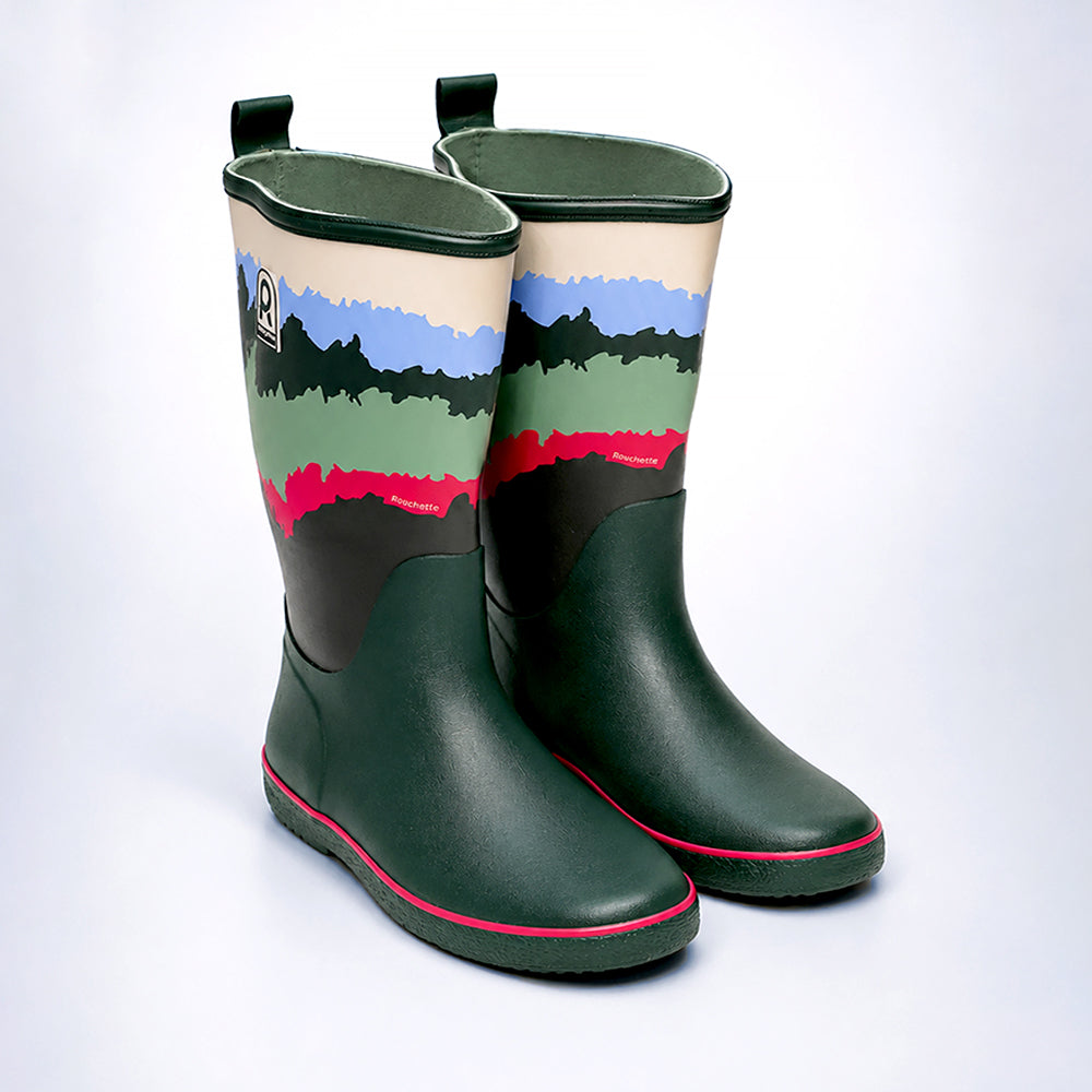 Ms. Olive Moss, Flexible Rubber Rain Gumboots for Adults