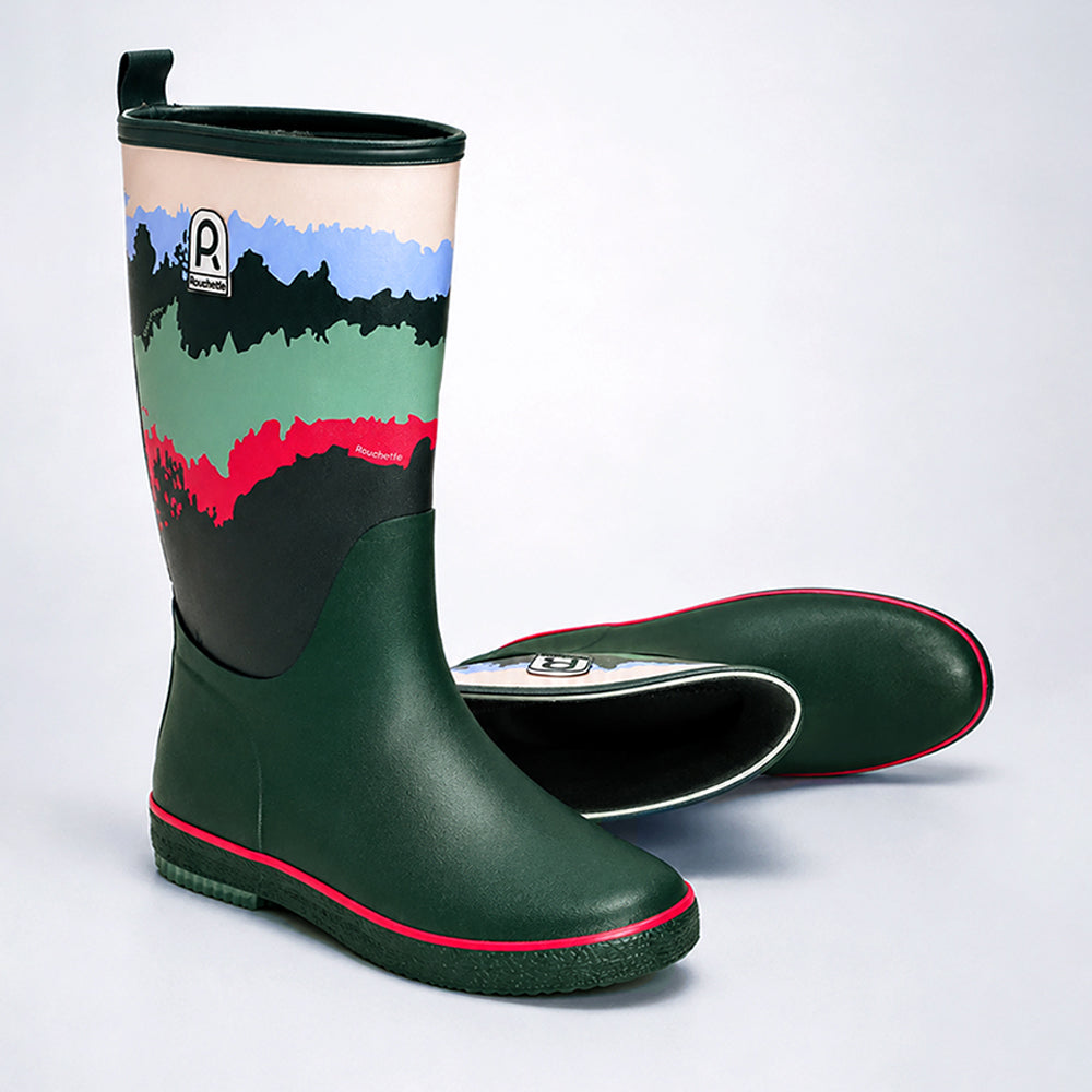 Ms. Olive Moss, Flexible Rubber Rain Gumboots for Adults