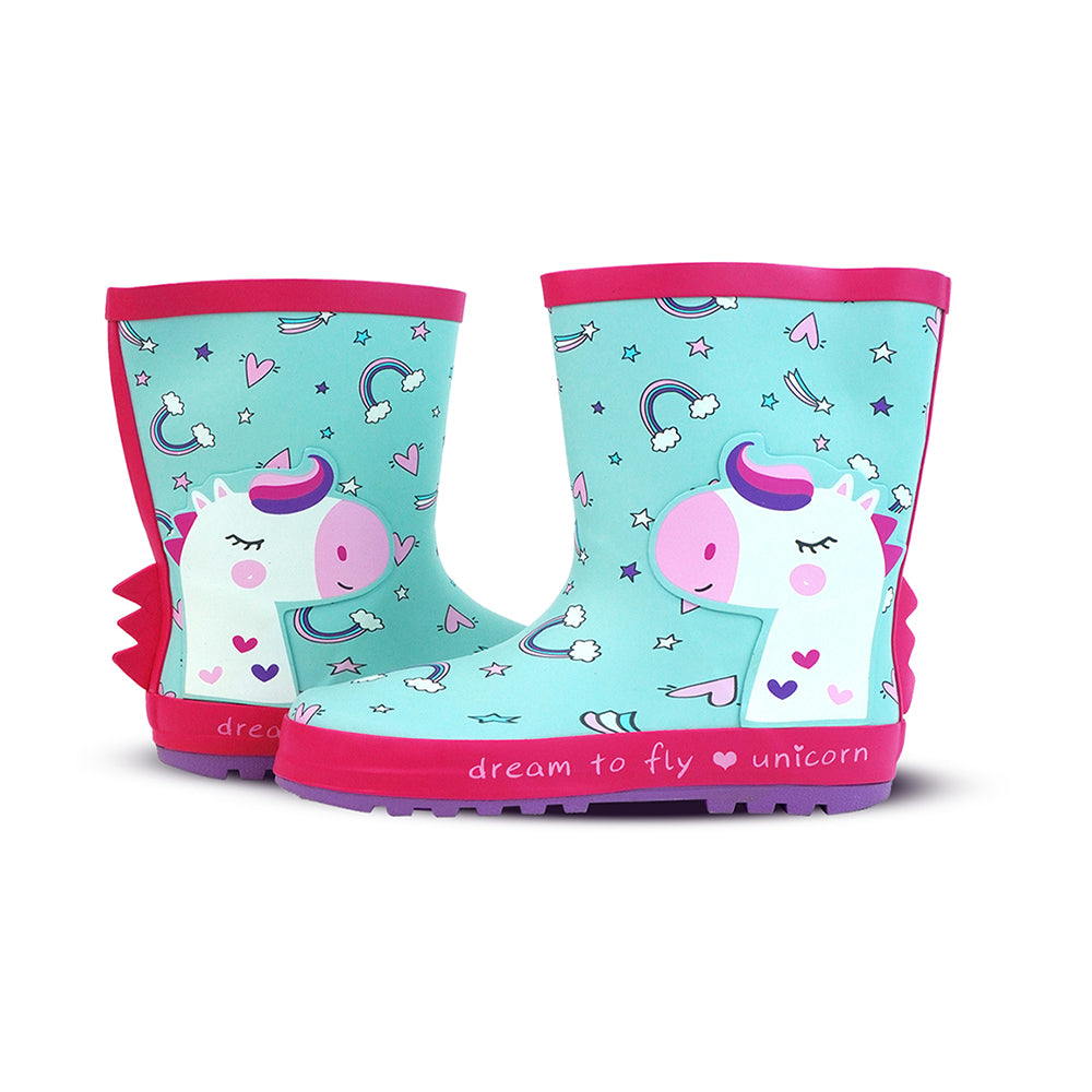 Dreamy Unicorn Rubber Rain Gumboots for Toddlers & Kids