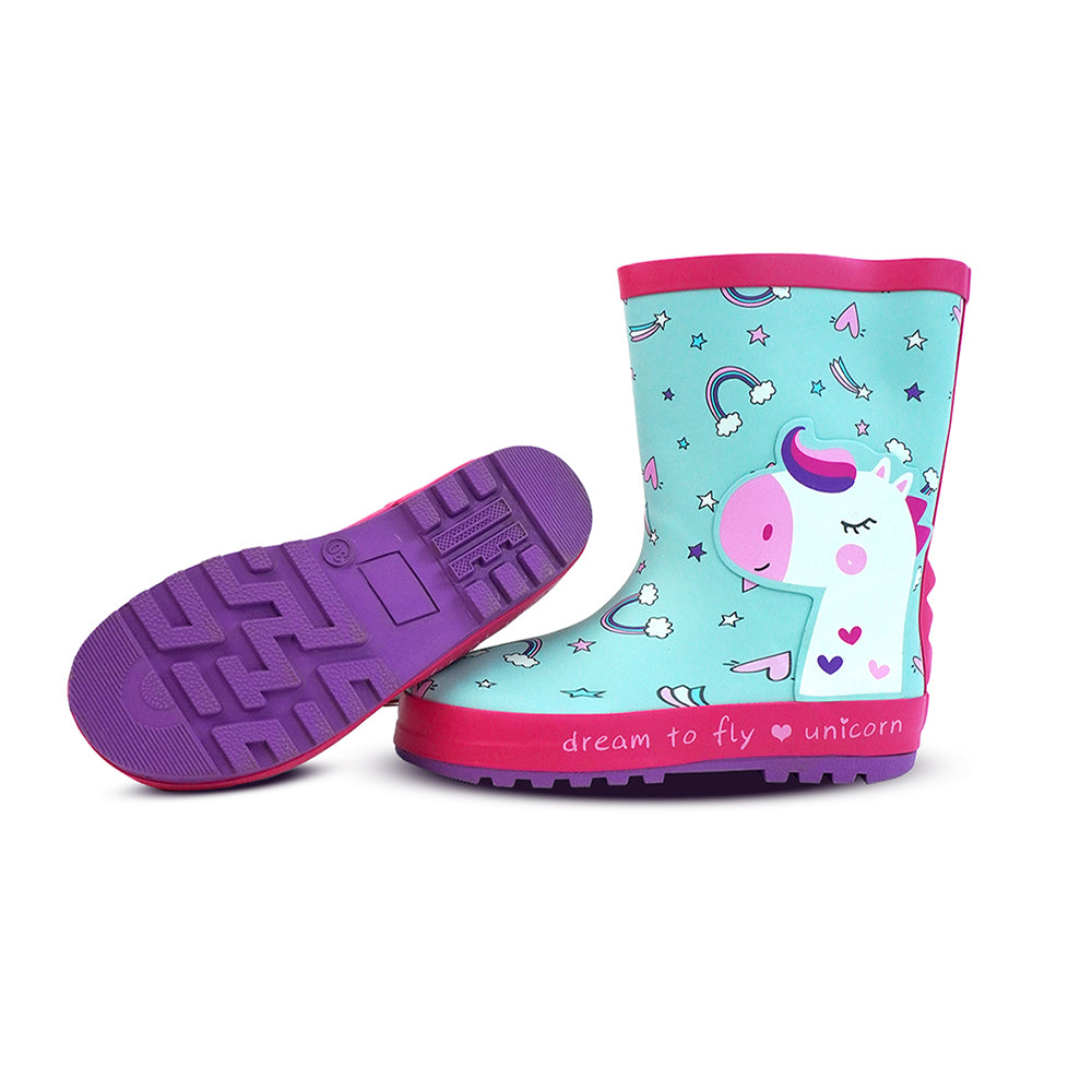 Dreamy Unicorn Rubber Rain Gumboots for Toddlers & Kids