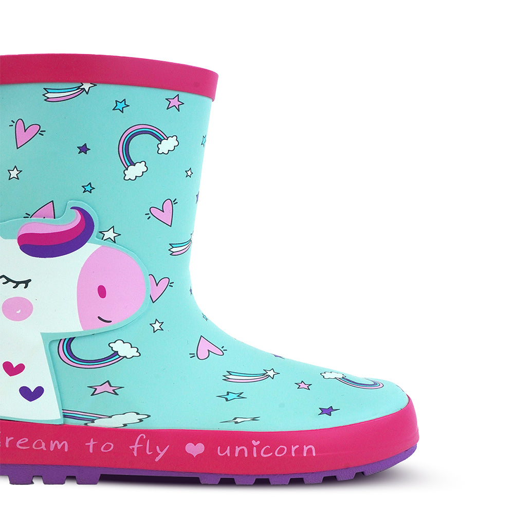 Dreamy Unicorn Rubber Rain Gumboots for Toddlers & Kids