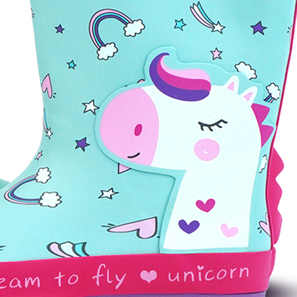 Dreamy Unicorn Rubber Rain Gumboots for Toddlers & Kids