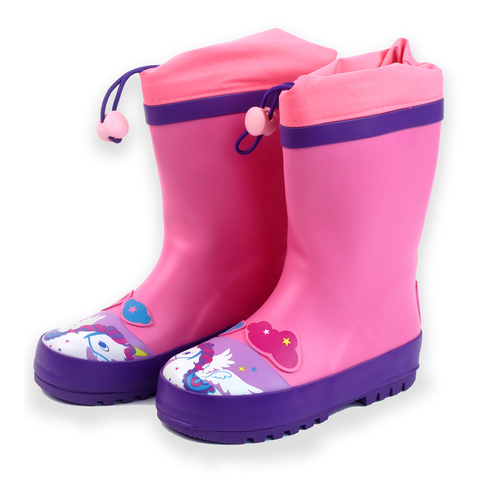 Pink Flying Unicorn Rubber Rain Gumboots for Kids