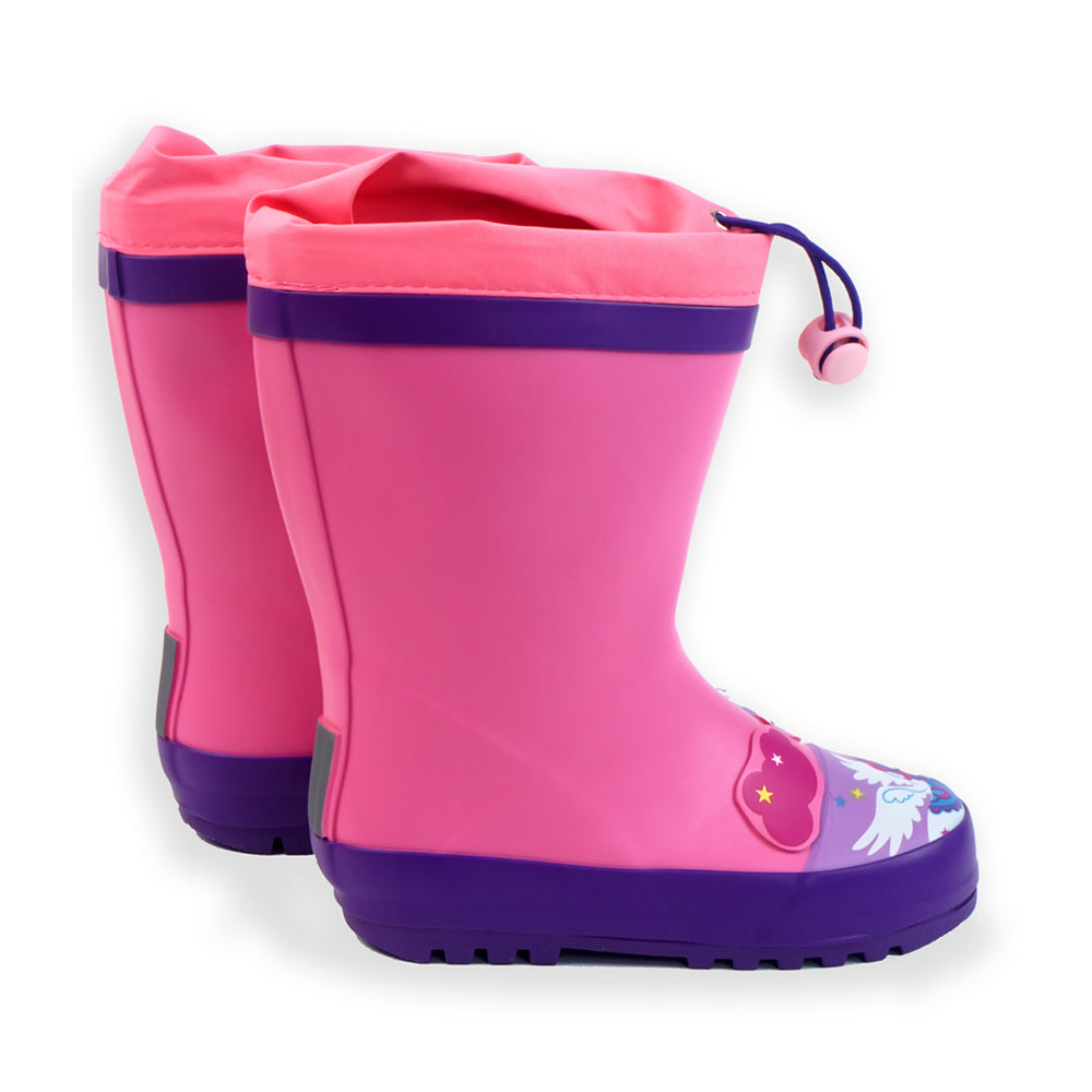 Pink Flying Unicorn Rubber Rain Gumboots for Kids