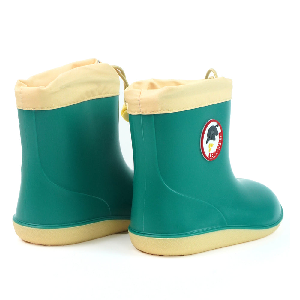 Green & Cream Band Rubber Rain Gumboots for kids