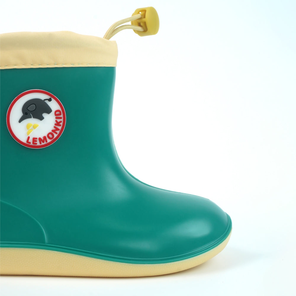 Green & Cream Band Rubber Rain Gumboots for kids
