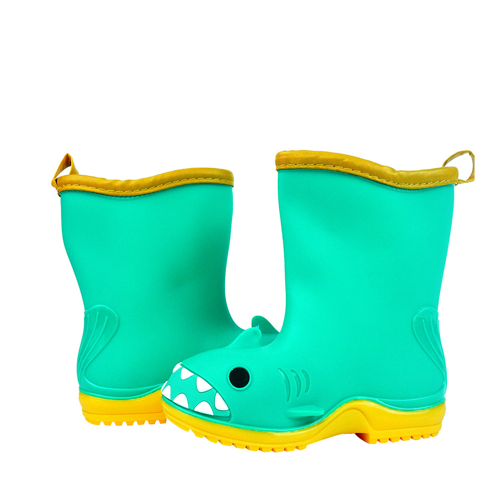 Mint Green Shark EVA Rain Gumboots for Toddlers & Kids