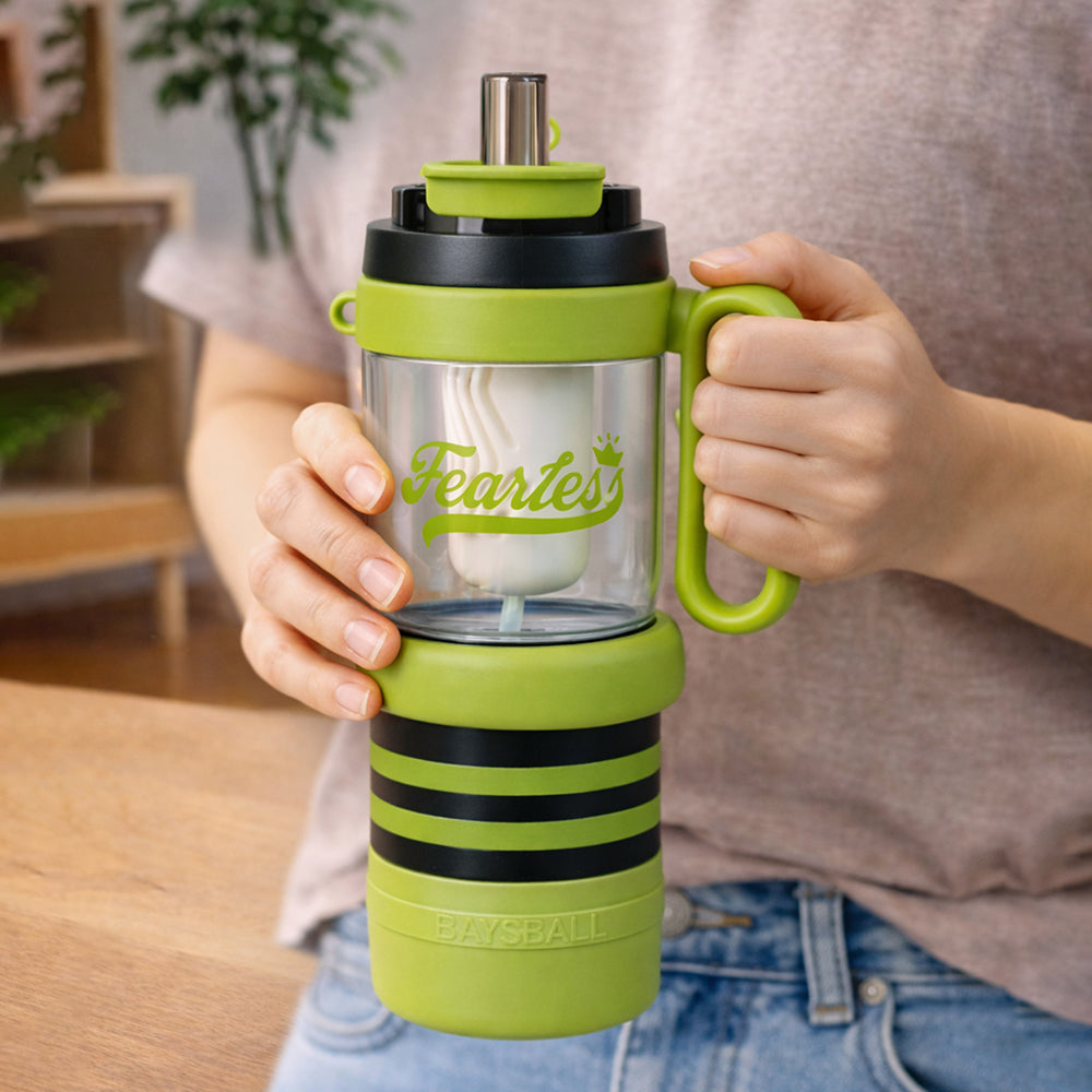 Green Black 4 in one Water Bottle , infuser & mini snack box for teens and Adults, 1000ml