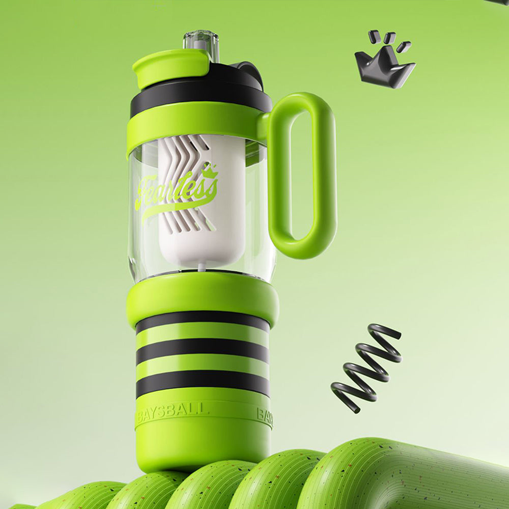 Green Black 4 in one Water Bottle , infuser & mini snack box for teens and Adults, 1000ml