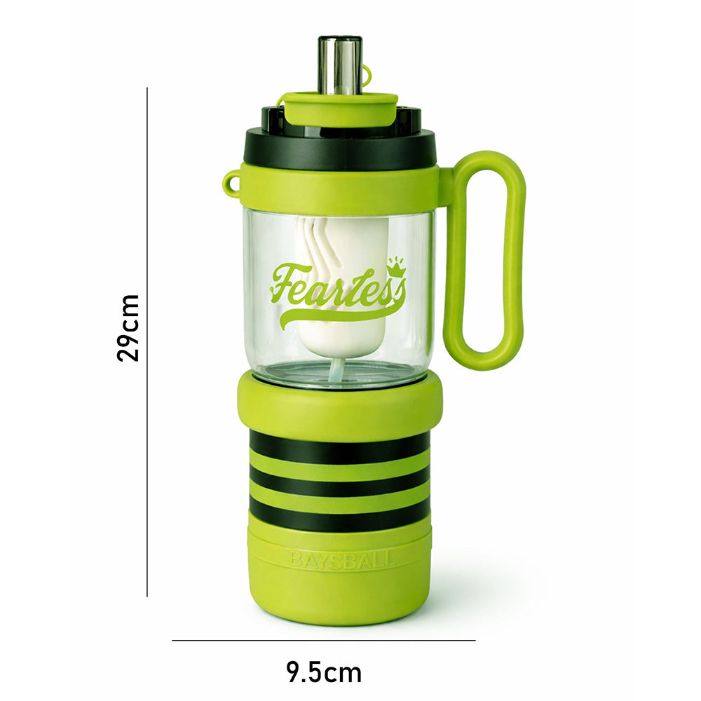 Green Black 4 in one Water Bottle , infuser & mini snack box for teens and Adults, 1000ml