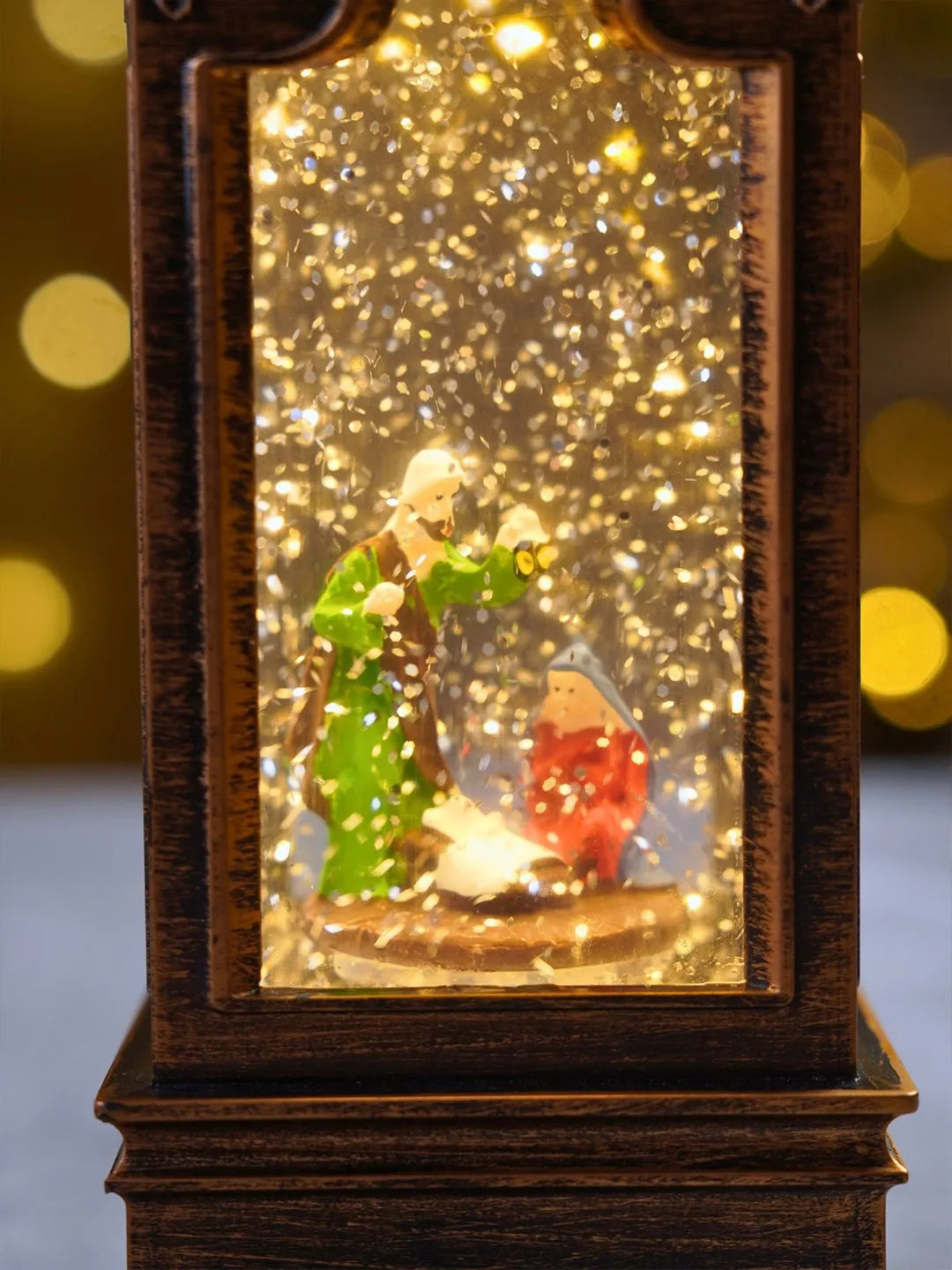 Holy Family Antique Lantern with Musical Glitter Water and Lights, Christmas Home Décor