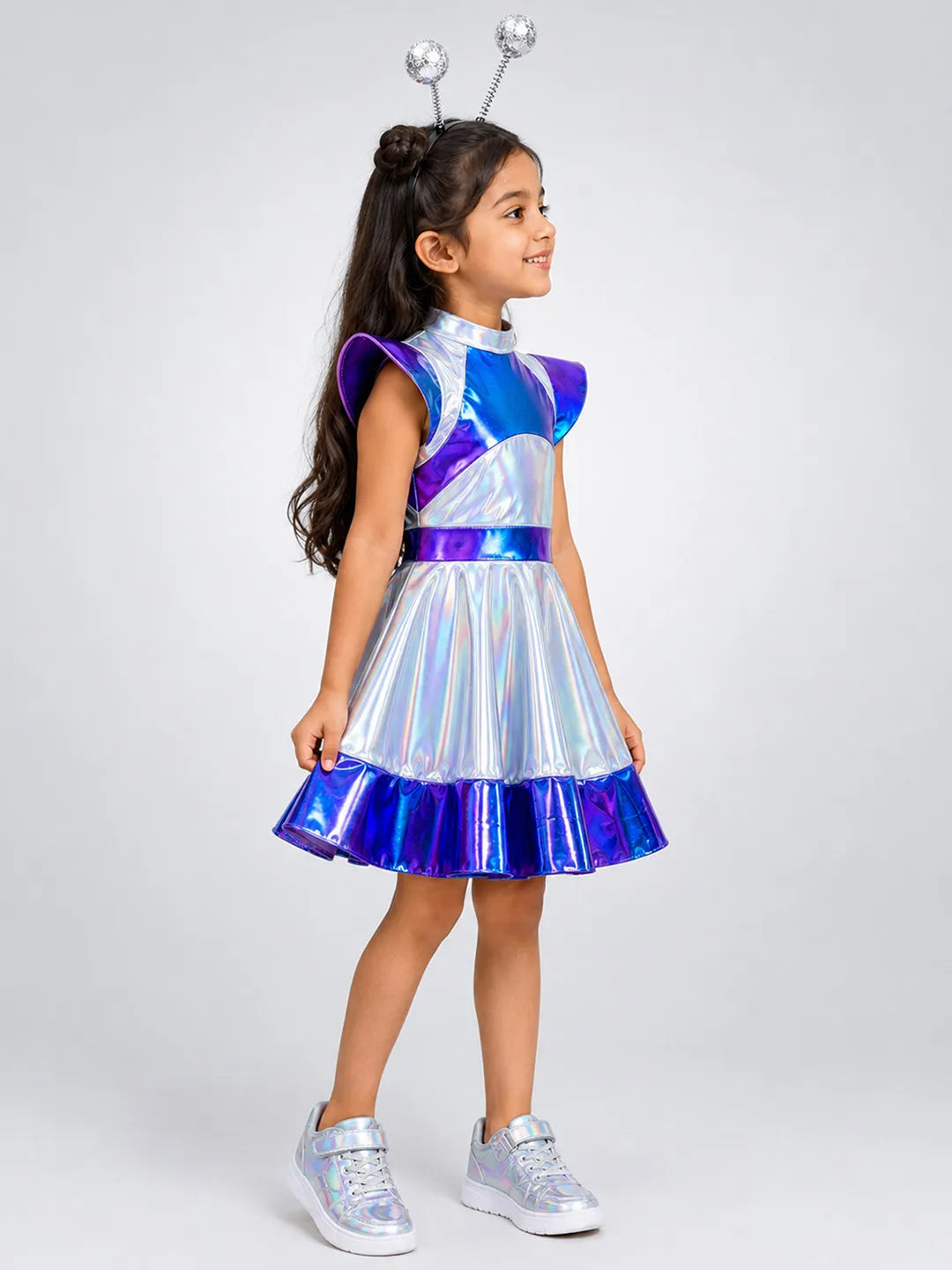 Holographic Alien Girl, Kids Halloween Costume Fancy Dress Up