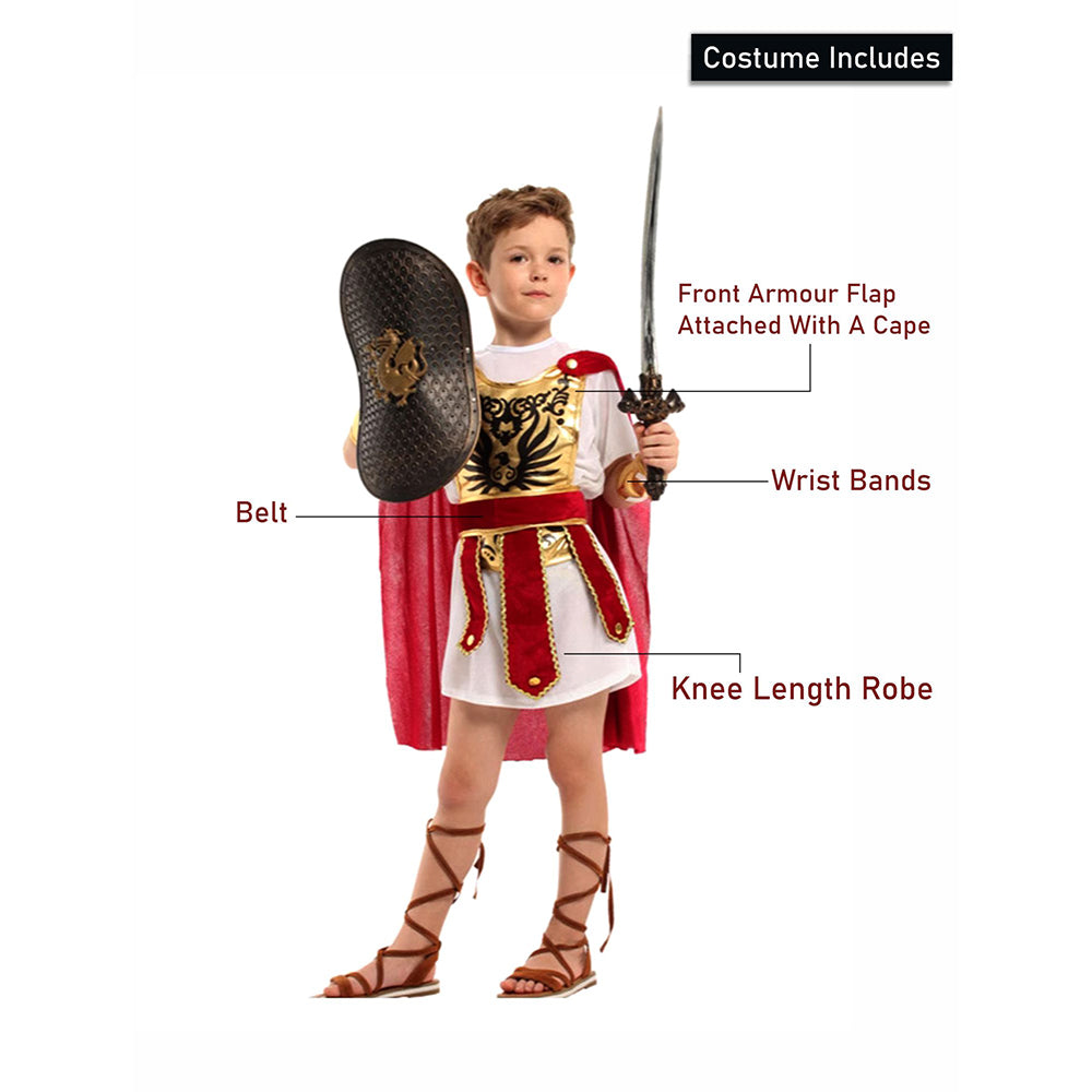 Gold Armour Gladiator, Kids Halloween Costume Fancy Dress Up
