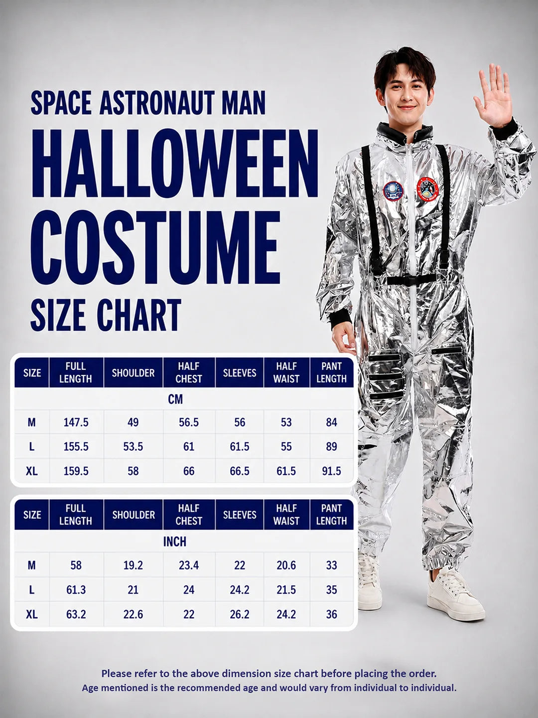 Space Astronaut Man, Adult Halloween Costume Fancy Dress Up