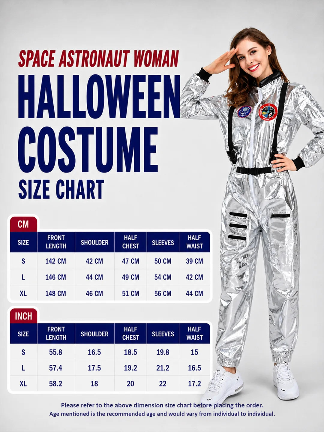 Space Astronaut Woman, Adult Halloween Costume Fancy Dress Up