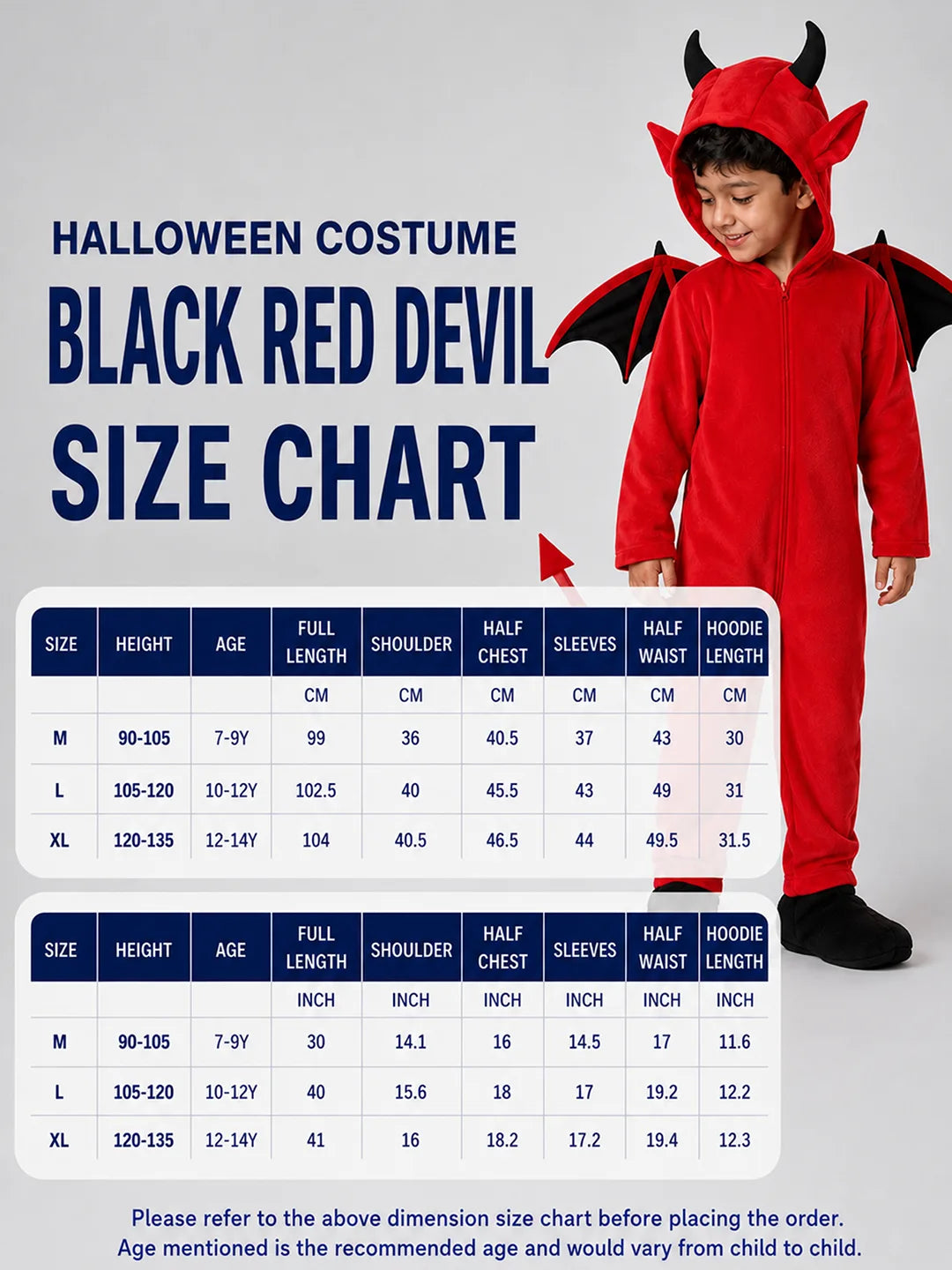 Black Red Devil, Kids Halloween Costume Fancy Dress Up