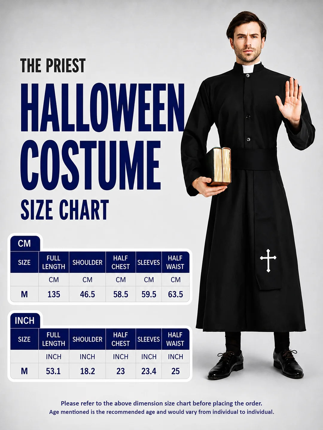 The Priest , Black & White Adults Halloween Costume Fancy Dress Up