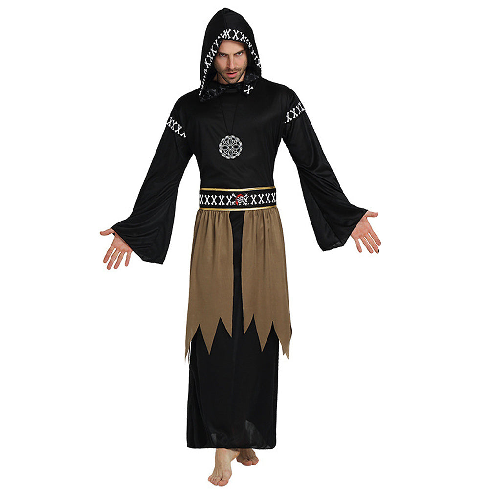 Spooky Black Robe Adult Halloween costume Fancy Dress Up
