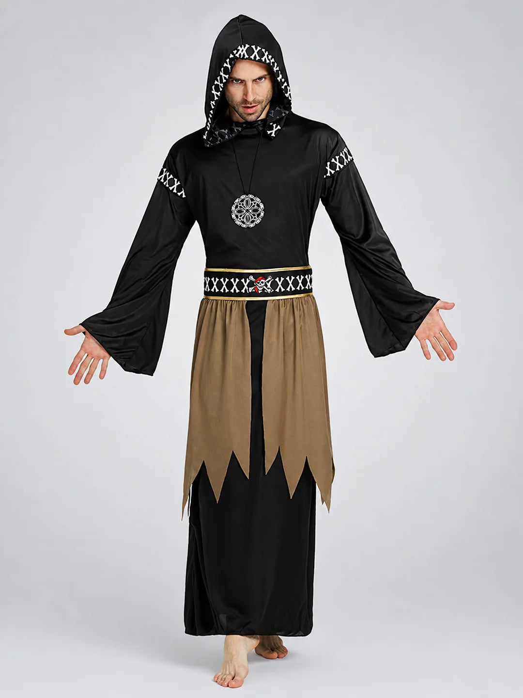 Spooky Black Robe Adult Halloween costume Fancy Dress Up