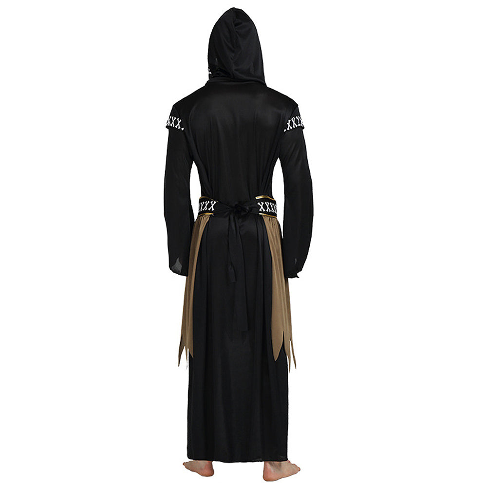 Spooky Black Robe Adult Halloween costume Fancy Dress Up