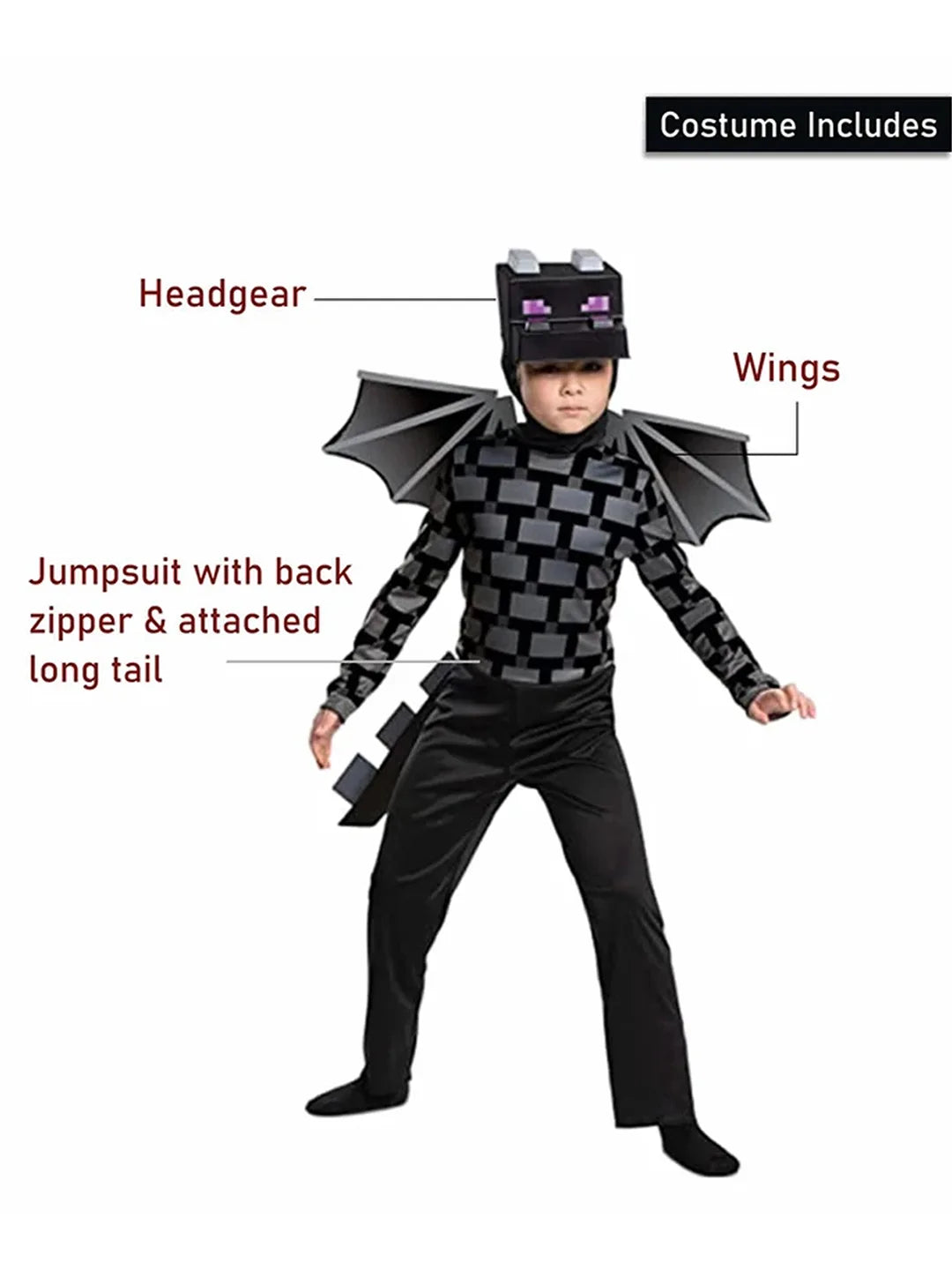 Black Baby Dragon, Kids Halloween Costume Fancy Dress Up