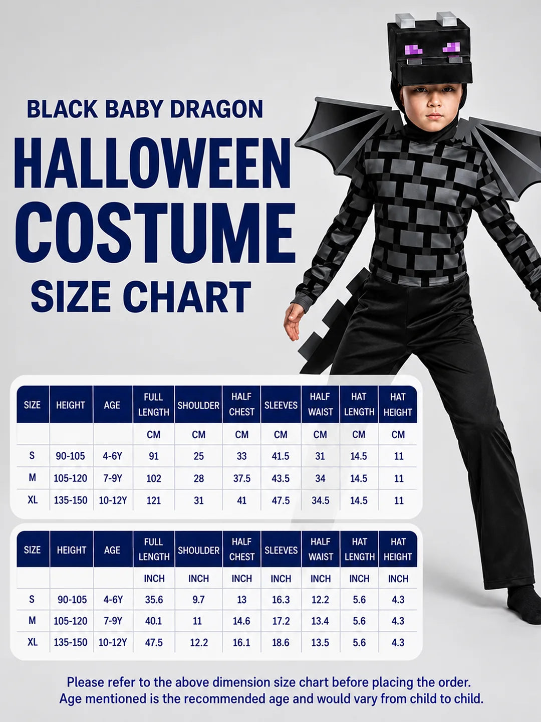 Black Baby Dragon, Kids Halloween Costume Fancy Dress Up