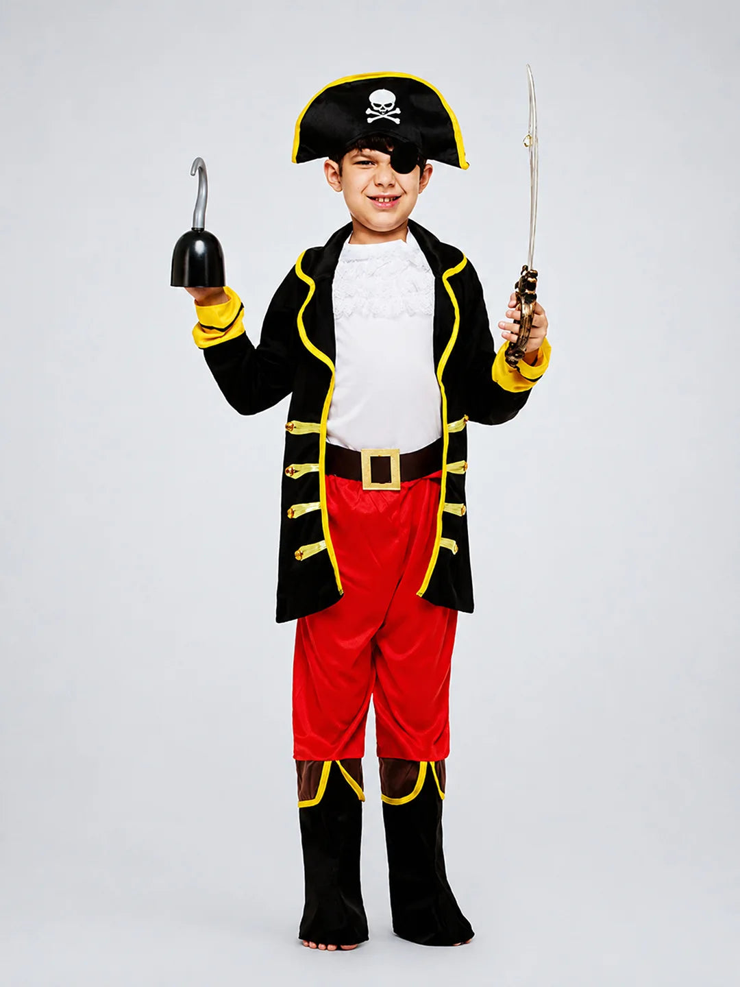 Black Coat one eye Pirate , Kids Halloween Costume Fancy Dress Up