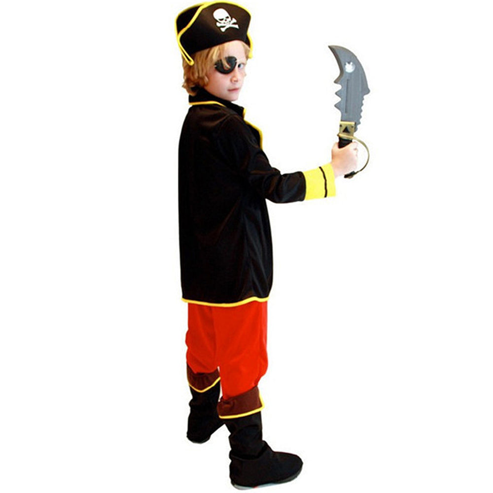 Black Coat one eye Pirate , Kids Halloween Costume Fancy Dress Up