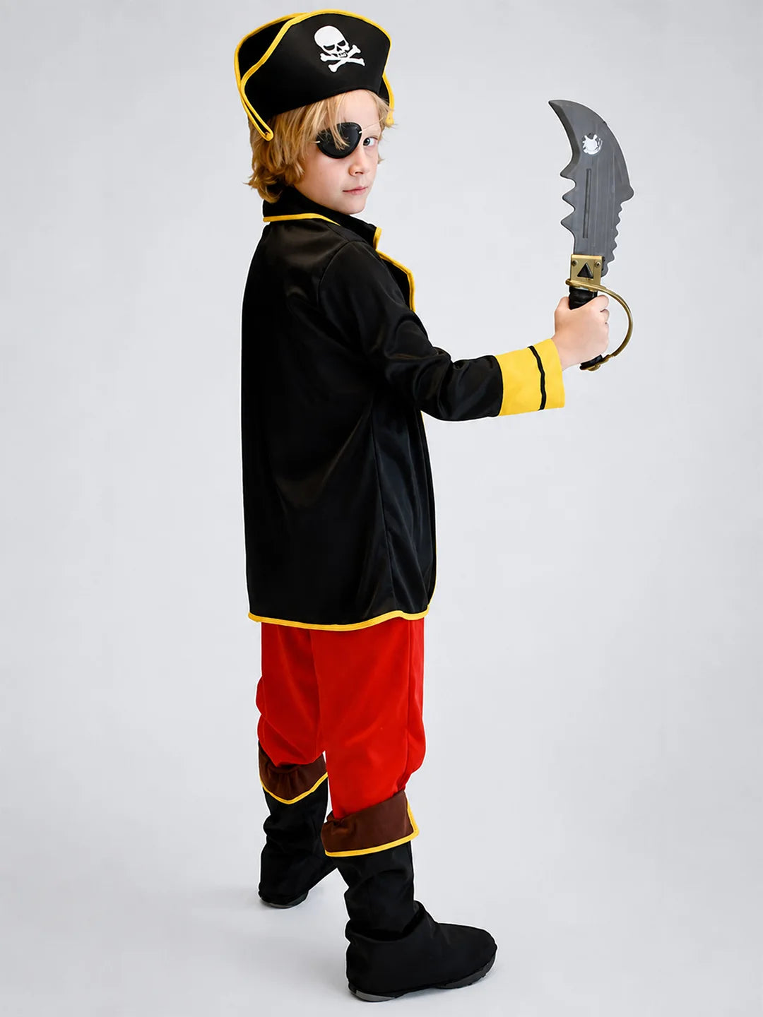Black Coat one eye Pirate , Kids Halloween Costume Fancy Dress Up