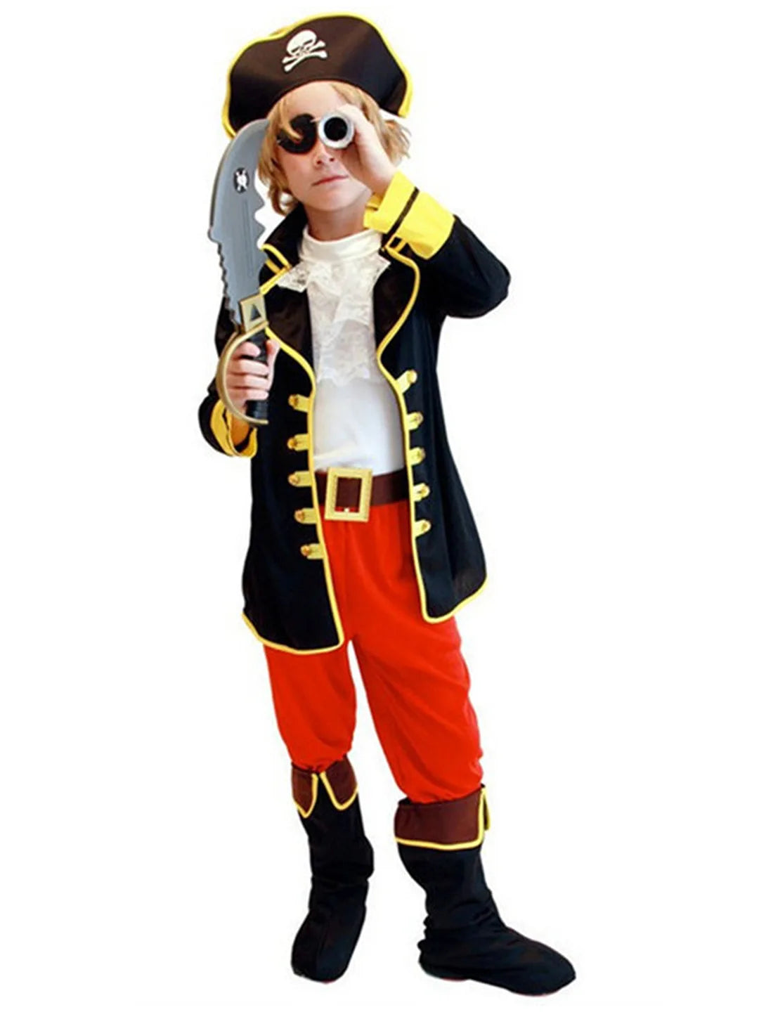 Black Coat one eye Pirate , Kids Halloween Costume Fancy Dress Up