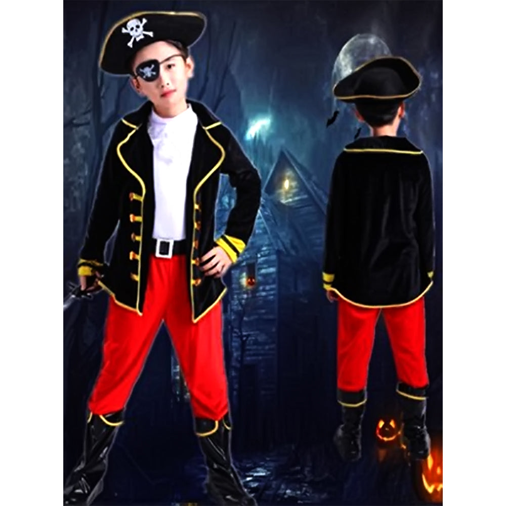 Black Coat one eye Pirate , Kids Halloween Costume Fancy Dress Up