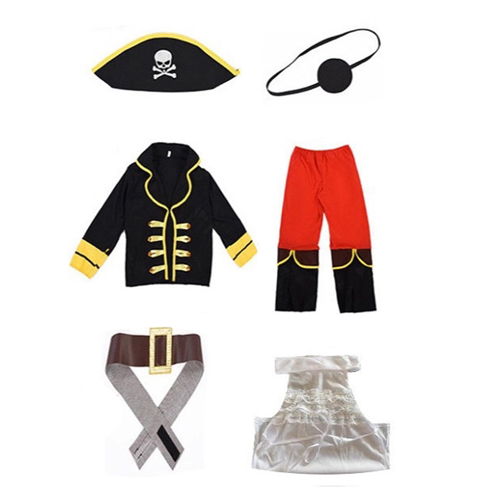 Black Coat one eye Pirate , Kids Halloween Costume Fancy Dress Up