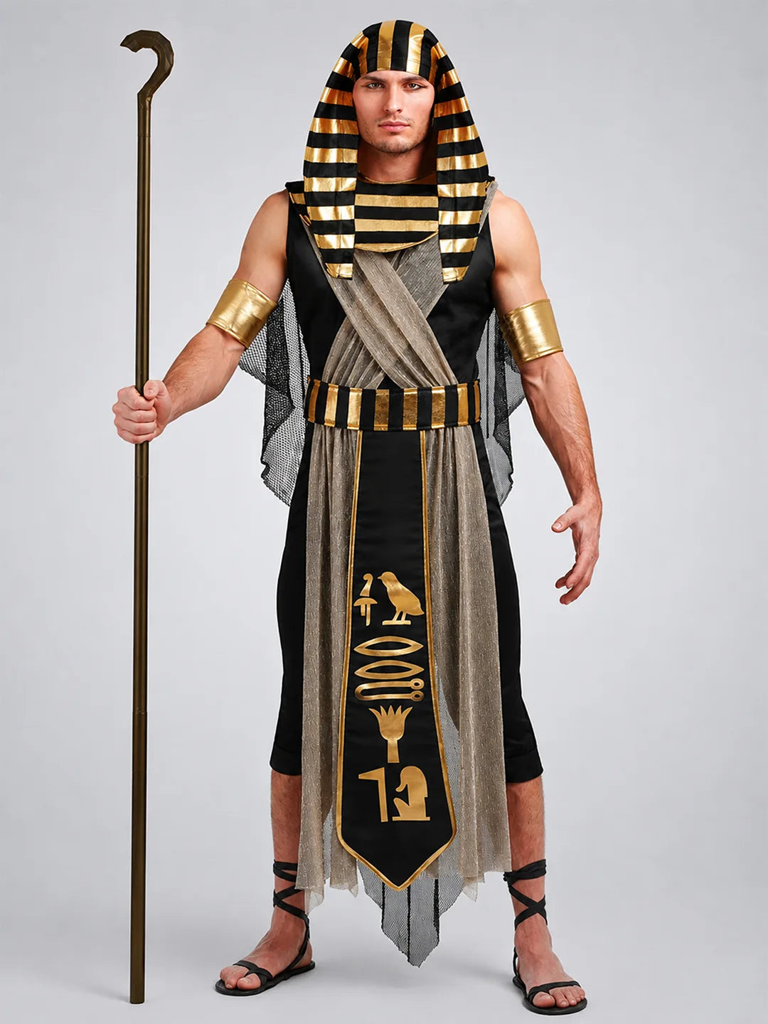 Black Egyptian King, Adults Halloween Costume Fancy Dress Up