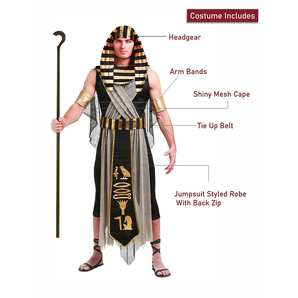 Black Egyptian King, Adults Halloween Costume Fancy Dress Up