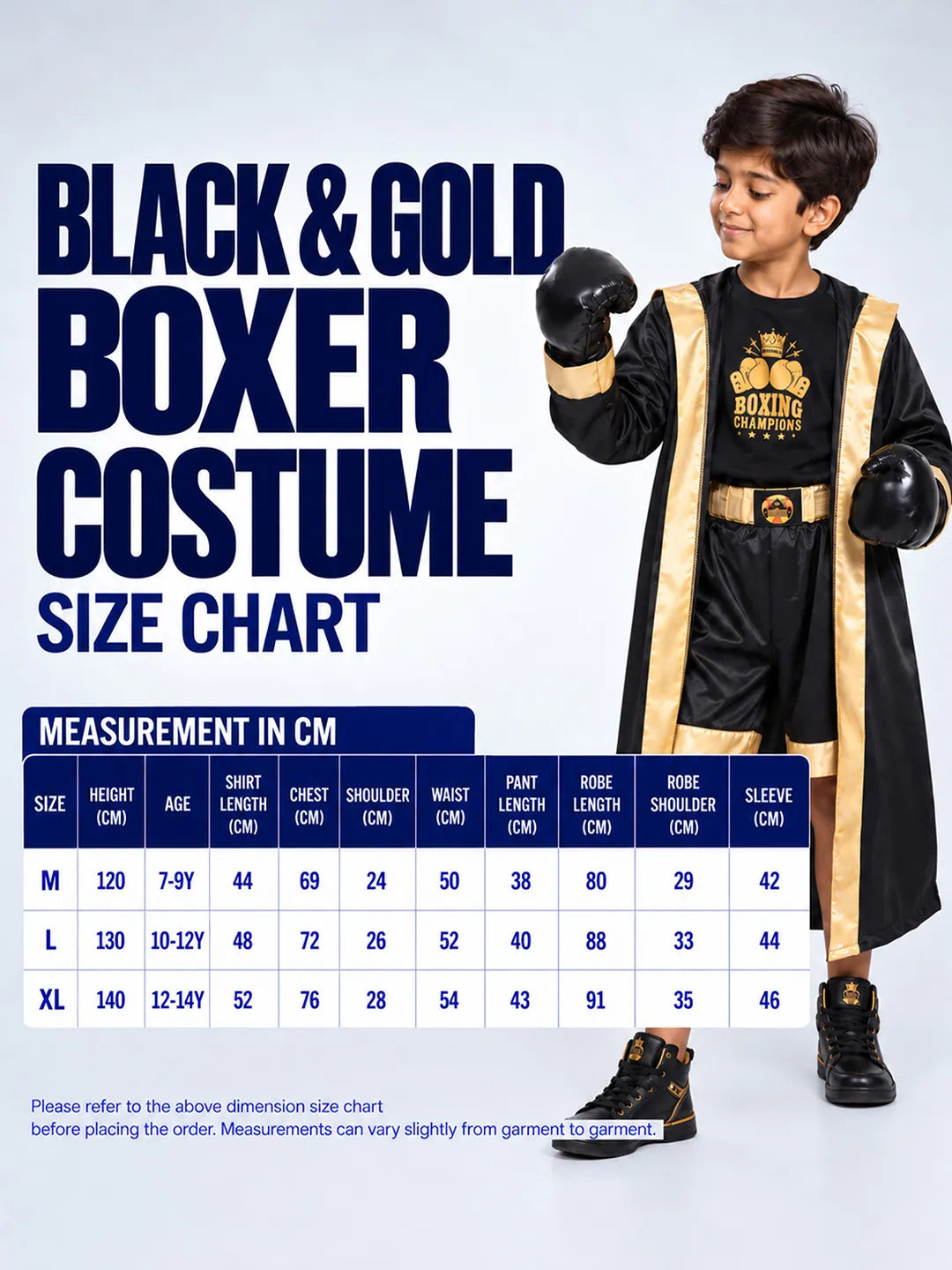 Black & Gold Boxer, Kids Halloween Costume Fancy Dress Up