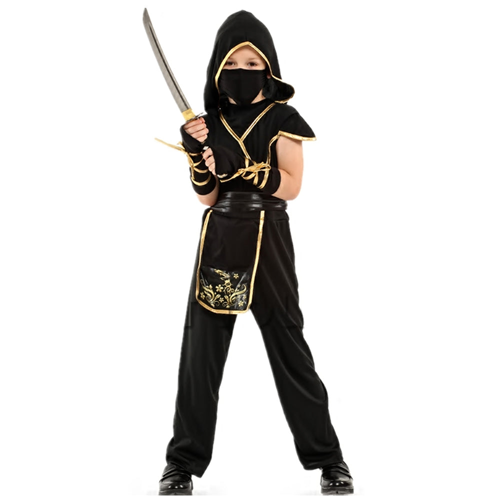 The Black & Gold Dragon Ninja, Kids Halloween Costume Fancy Dress Up