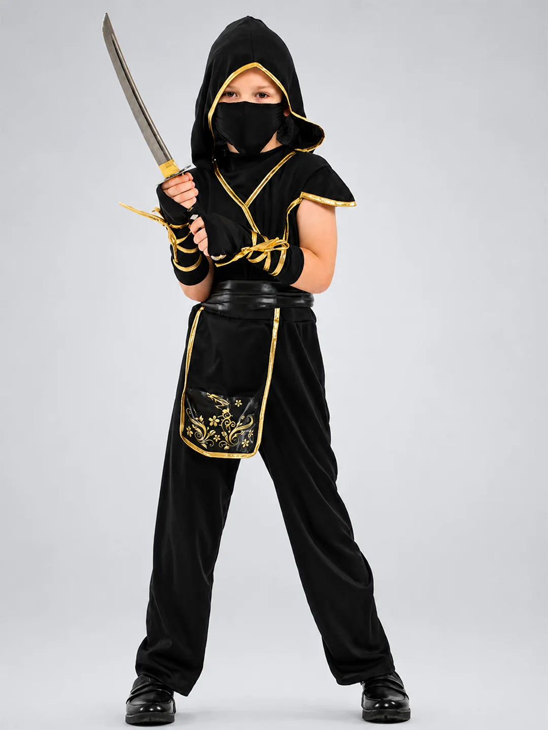 The Black & Gold Dragon Ninja, Kids Halloween Costume Fancy Dress Up