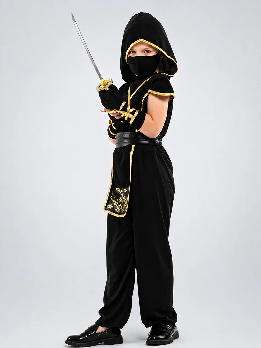 The Black & Gold Dragon Ninja, Kids Halloween Costume Fancy Dress Up