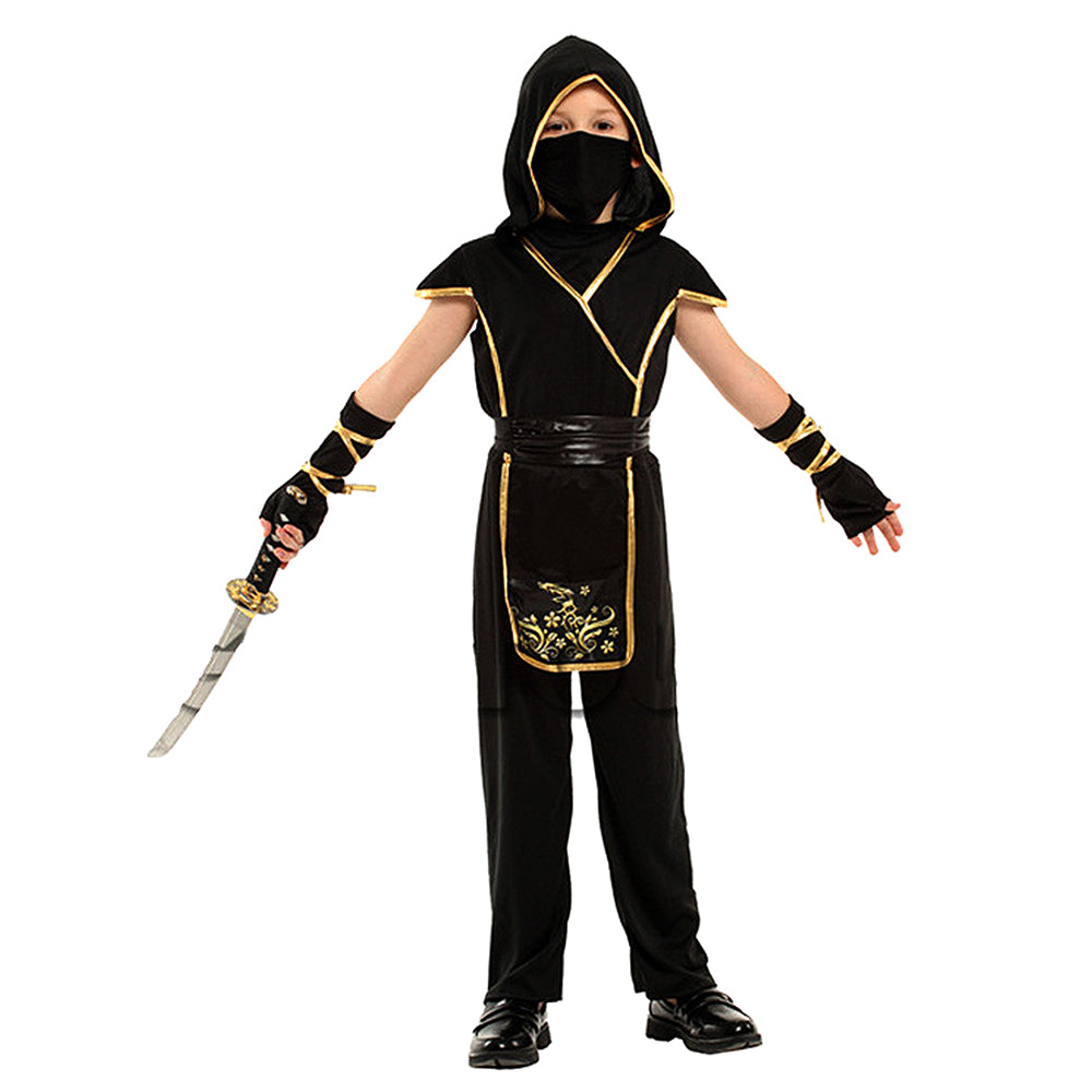 The Black & Gold Dragon Ninja, Kids Halloween Costume Fancy Dress Up