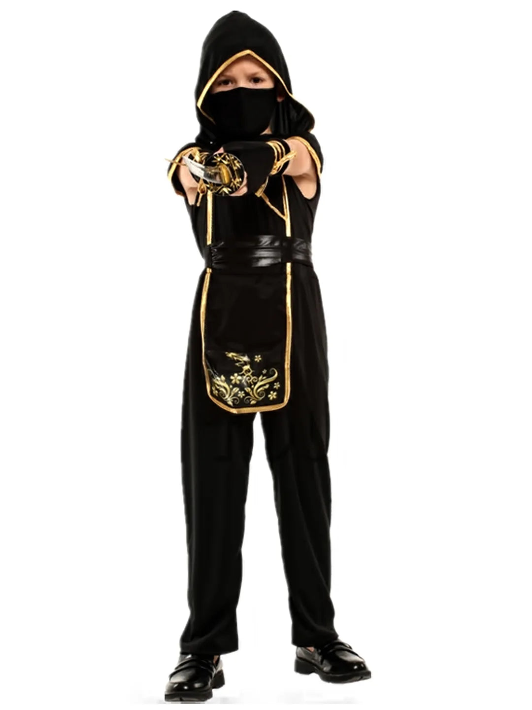 The Black & Gold Dragon Ninja, Kids Halloween Costume Fancy Dress Up