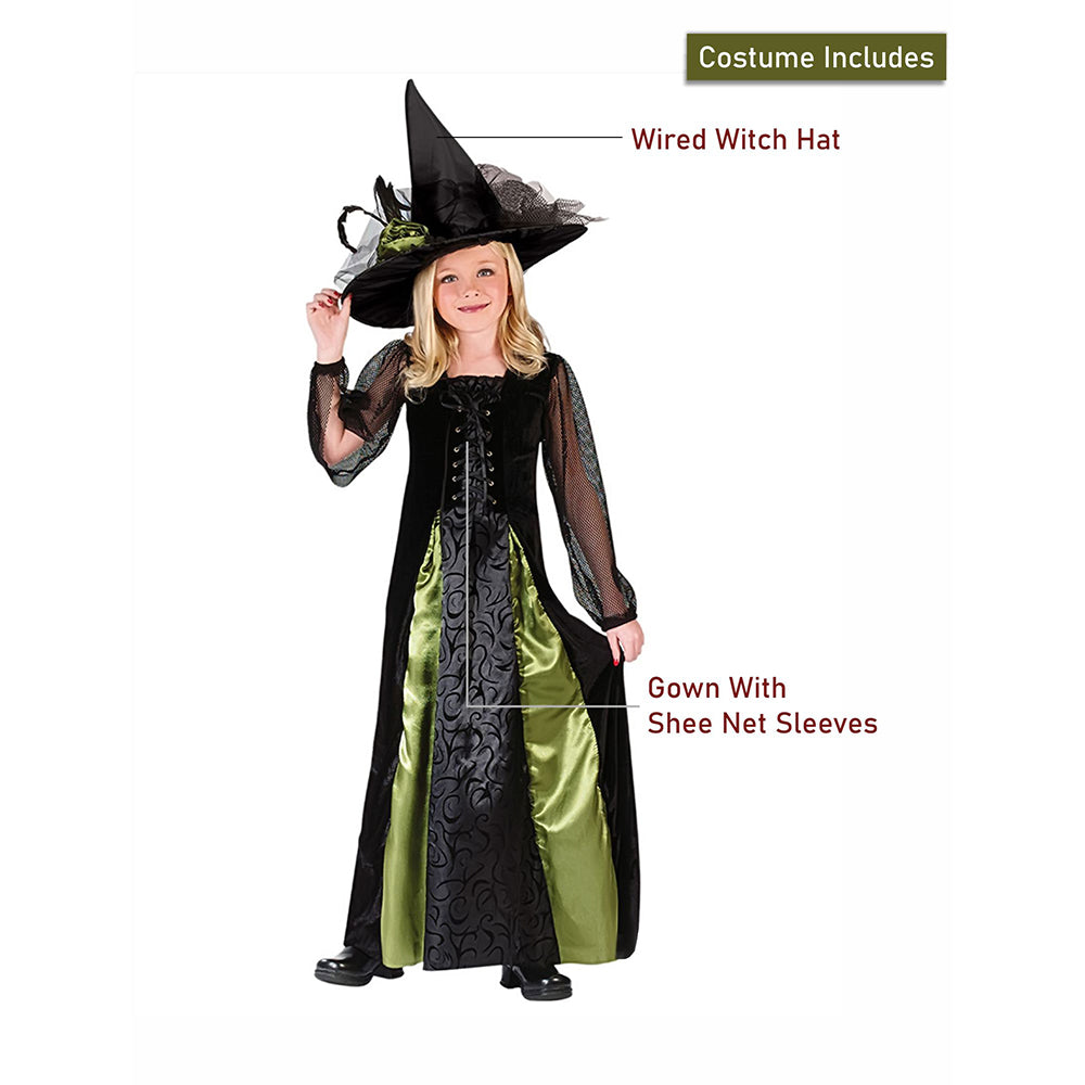Black and Green Witch , Kids Halloween Costume Fancy Dress Up