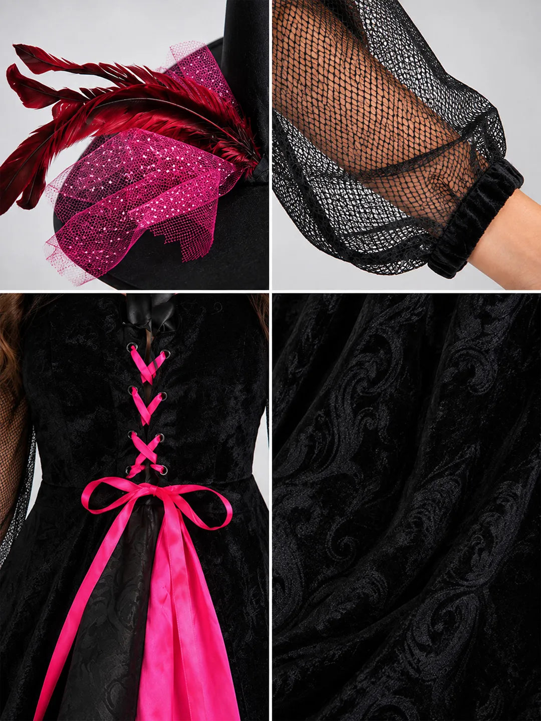 Black & Pink Witch Adult Halloween Costume Fancy Dress Up