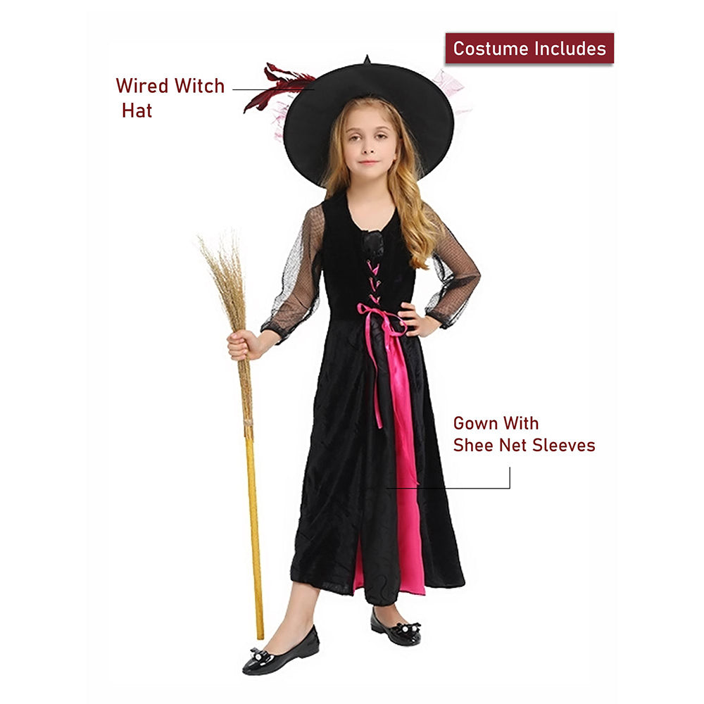 Black and Pink Witch , Kids Halloween Costume Fancy Dress Up