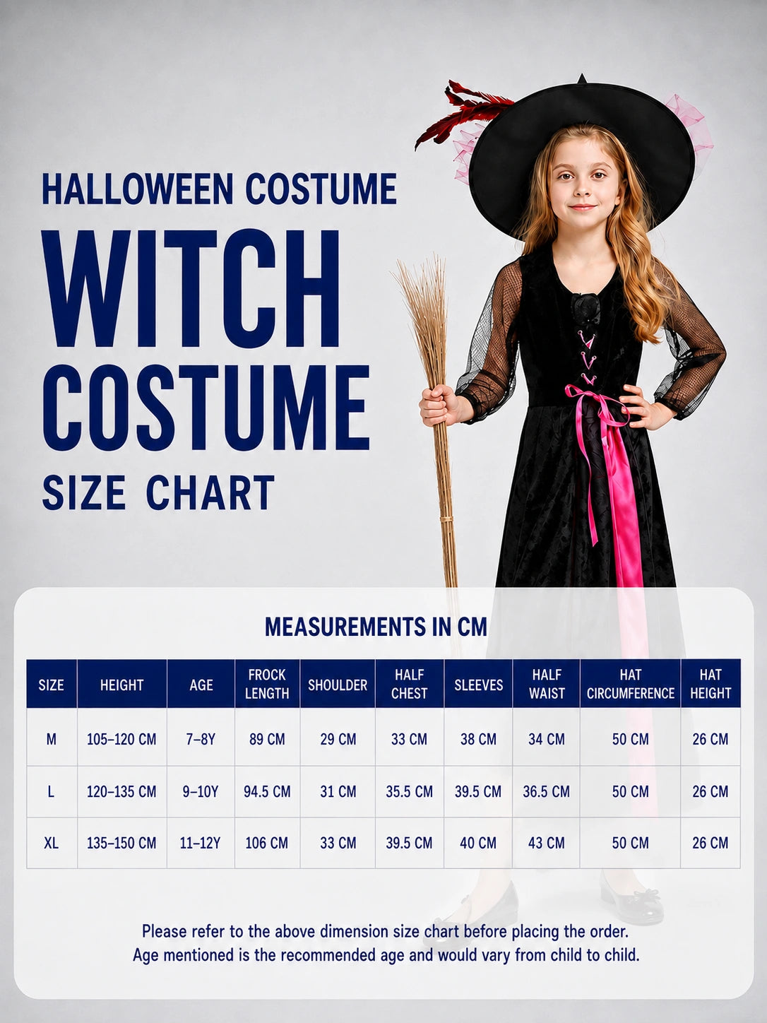 Black and Pink Witch , Kids Halloween Costume Fancy Dress Up