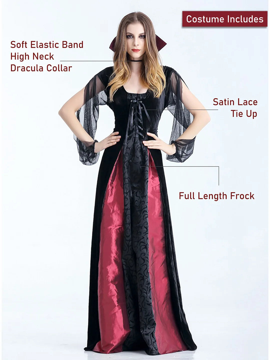 Black & Red Witch Adult Costume Fancy Dress Up
